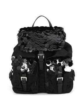 Prada | Bags | Prada Black Nylon Drawstring Backpack With  display picture 3